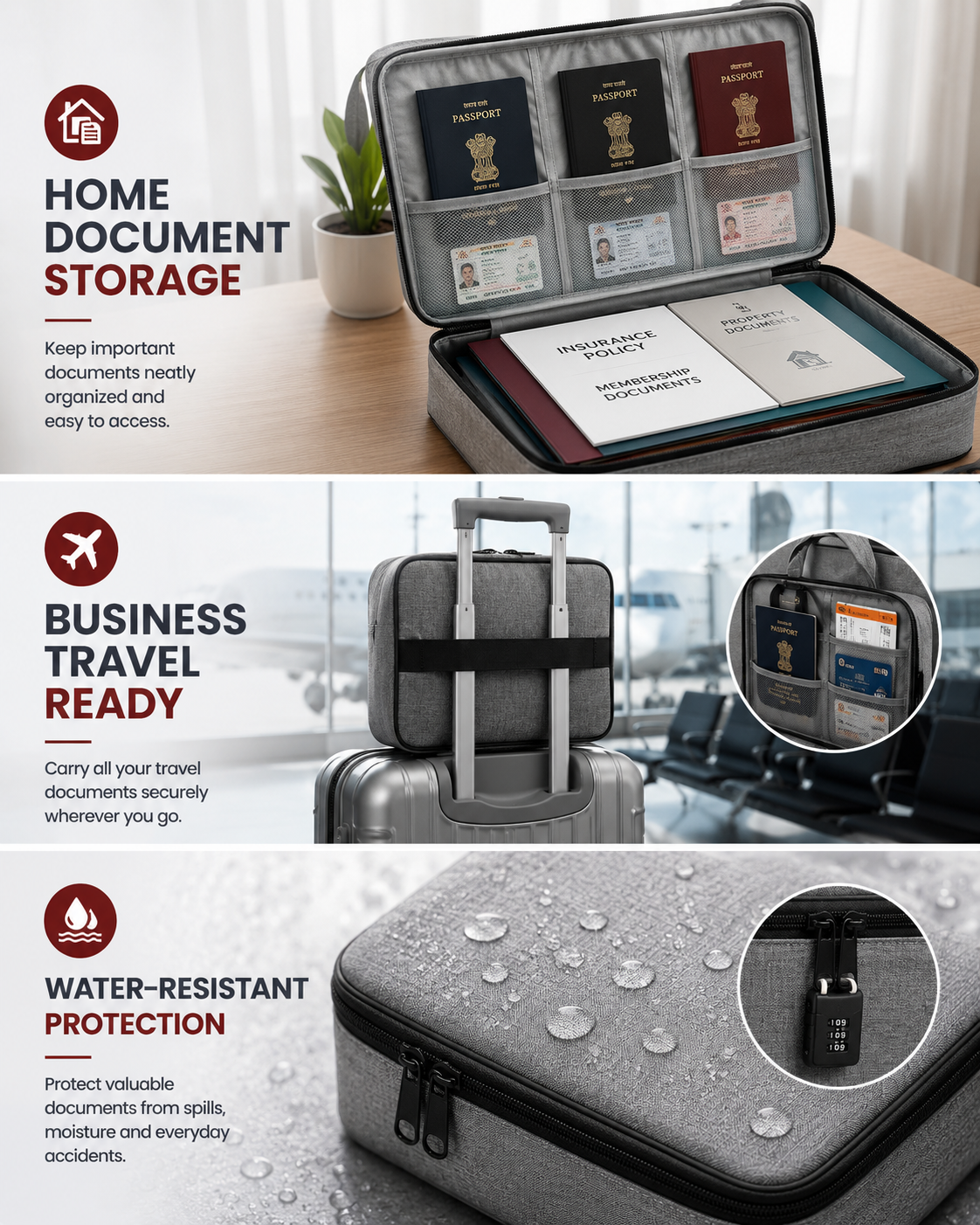 Waterproof Portable Document Storage Bag & Travel Organizer