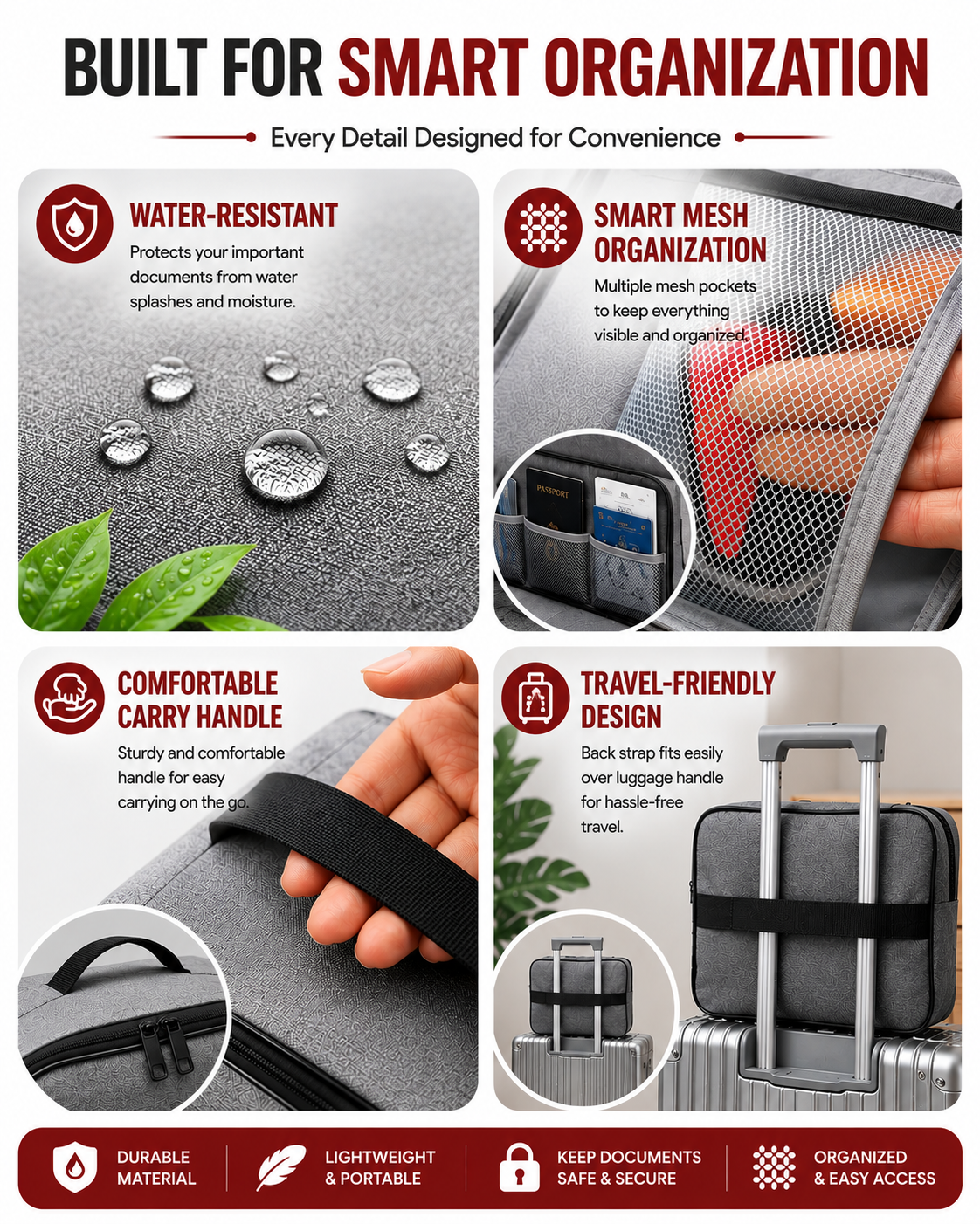 Waterproof Portable Document Storage Bag & Travel Organizer