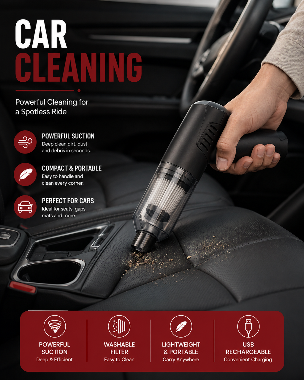 Wireless 3-in-1 Handheld Vacuum Cleaner
