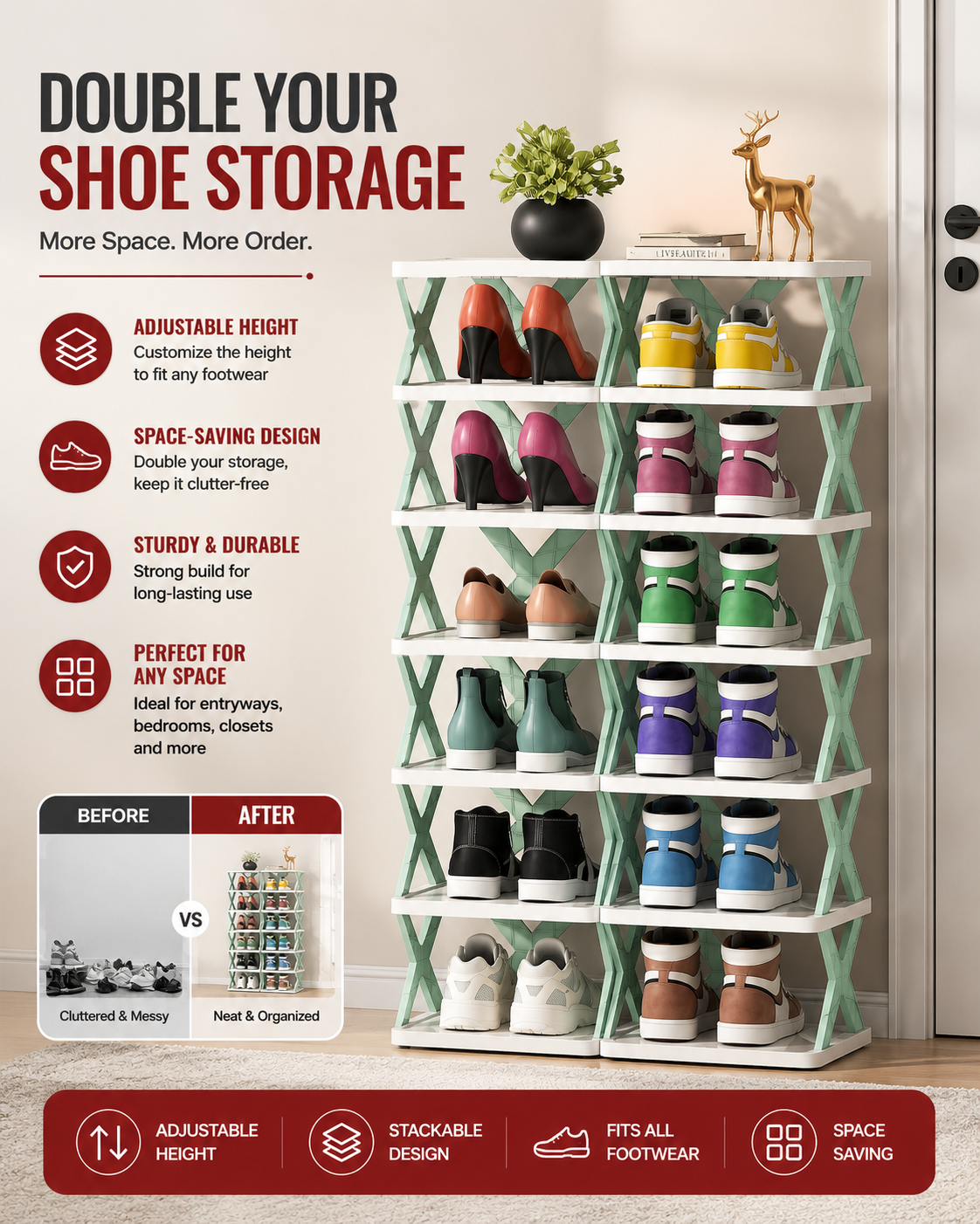 Adjustable Multi-Layer Shoe Organizer Rack